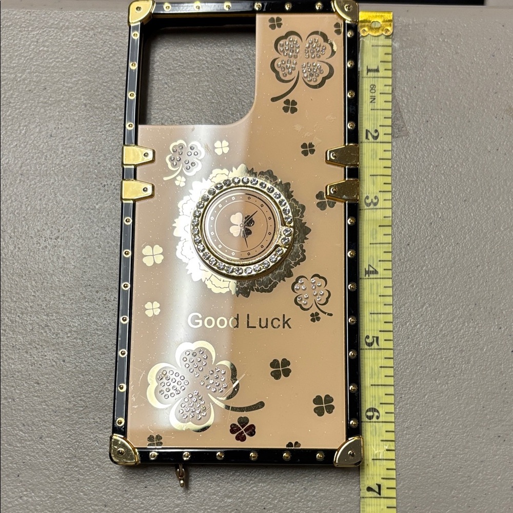 Good Luck Clover Phone Case - Black and Gold